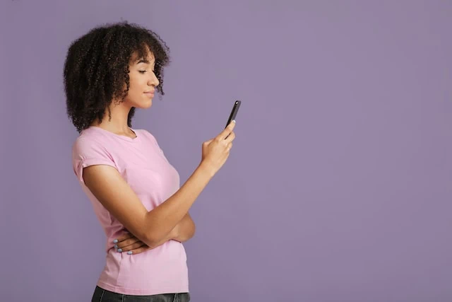 Student looking at her phone