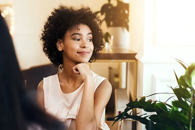 woman thinking reflecting